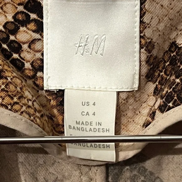 H&M Animal Print Jacket Sz 4 Women Belted Gorgeous - Picture 10 of 10